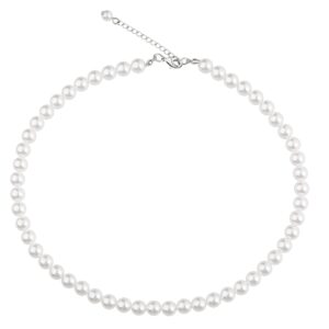 WELLKAGE Imitation Pearl Necklace Wedding Pearl Necklace for Women-8mm