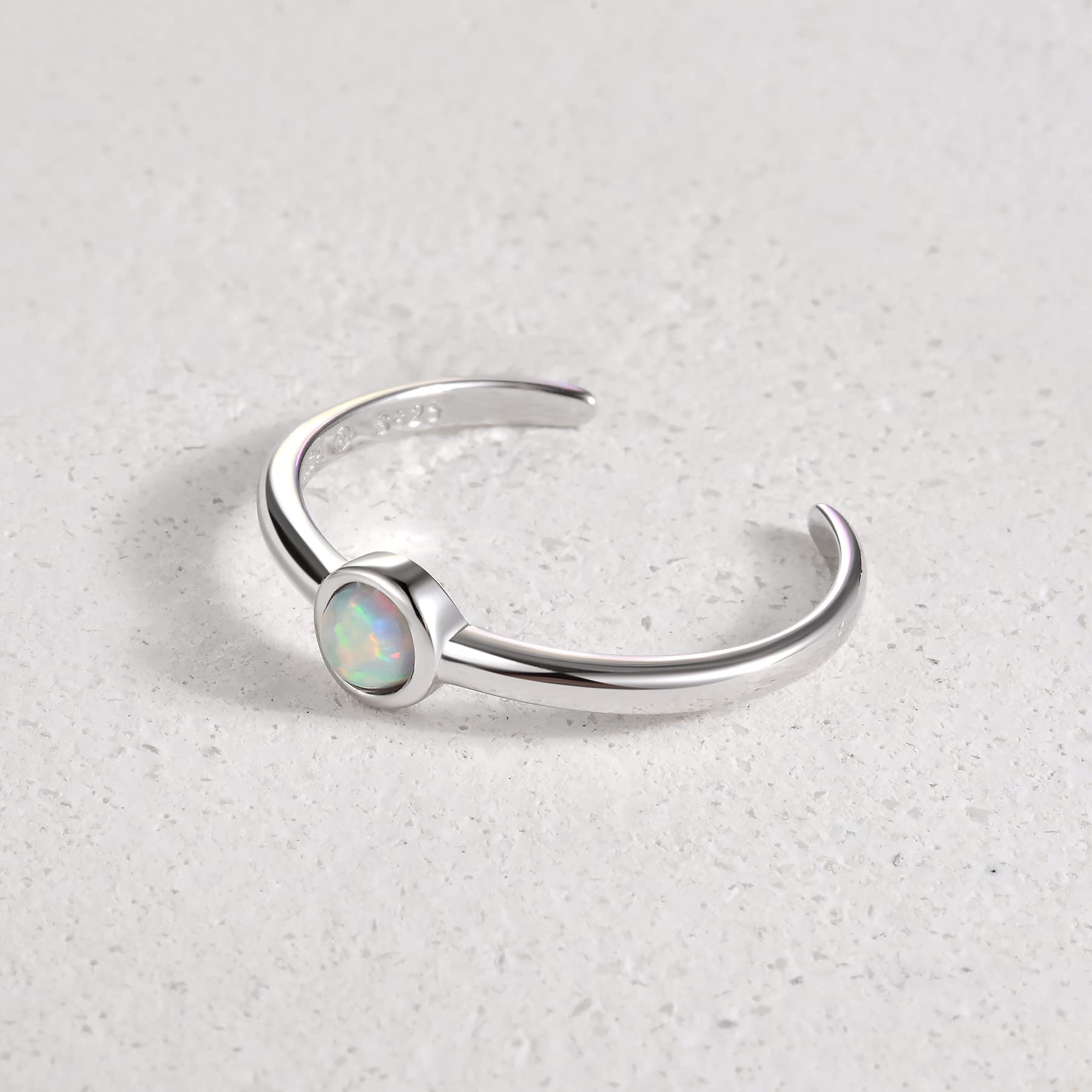 CHIC & ARTSY Toe Rings 925 Sterling Silver Created Opal Toe Rings for Women Opal Open Toe Rings Adjustable Cuff Toe Rings Beach Toe Finger Rings