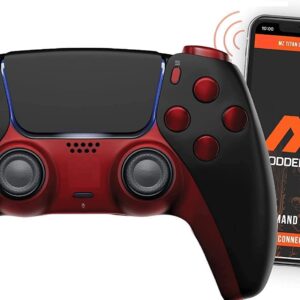 MODDEDZONE SMART Controller with FPS pack (Rapid Fire & more) Compatible with PS5 Custom Modded Controller for shooter games & more (Black/Red)