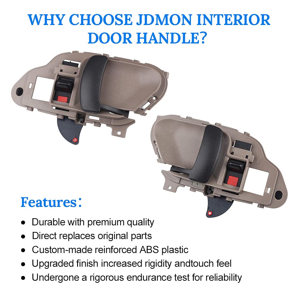 JDMON Interior Door Handles Replacement for Chevy GMC C1500 C2500 C3500 K1500 K2500 Tahoe 1995-2000 Left Driver & Right Passenger Inside Inner Door Handle Set Replacement for 15708044 15708043 Tan