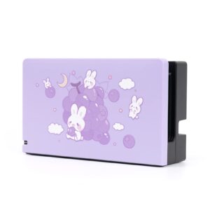 geekshare anti scratch switch dock cover- hard faceplate sleeve pad for switch dock- diy replacement shell compatible with nintendo switch dock(grape rabbit)