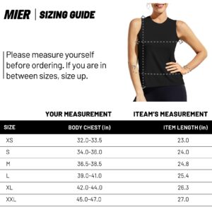 MIER Women's Athletic Sleeveless Summer Tops SPF UPF 50 Running Tank Shirt Crewneck Cool Dry Wicking Outdoor Walking Muscle Tee Black L