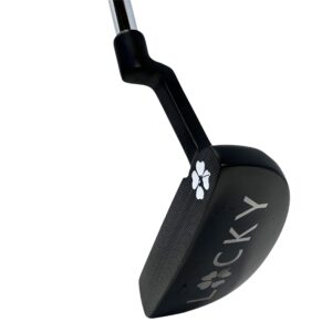 lucky golf black mallet putter - material: 431 stainless steel casting - loft: 3.5 degrees - lie: 72 degrees - finished weight: 350 grams - length: 35 inches - authentic lucky golf rubber grips