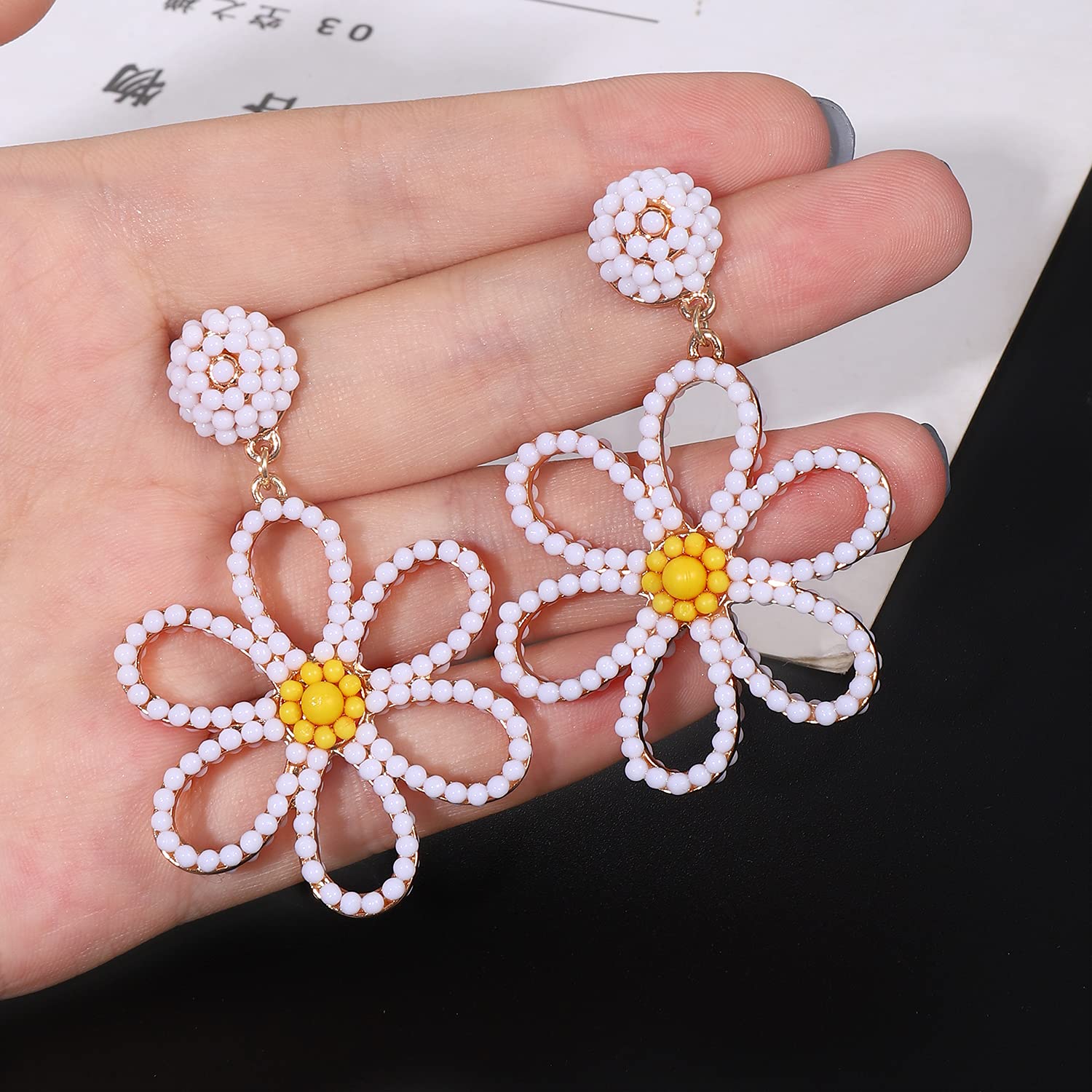 BVGA Women's flower Daisy Drop Earrings Handmade Beaded Sun Flower earrings for Parties