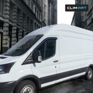 CLIM ART Incredibly Durable Rain Guards for Ford Transit 2014-2024, Original Tape-on Window Deflectors, Vent Deflector, Vent Window Visors for Cars, Dark Smoke, Car Accessories, 2pcs - 414127LP