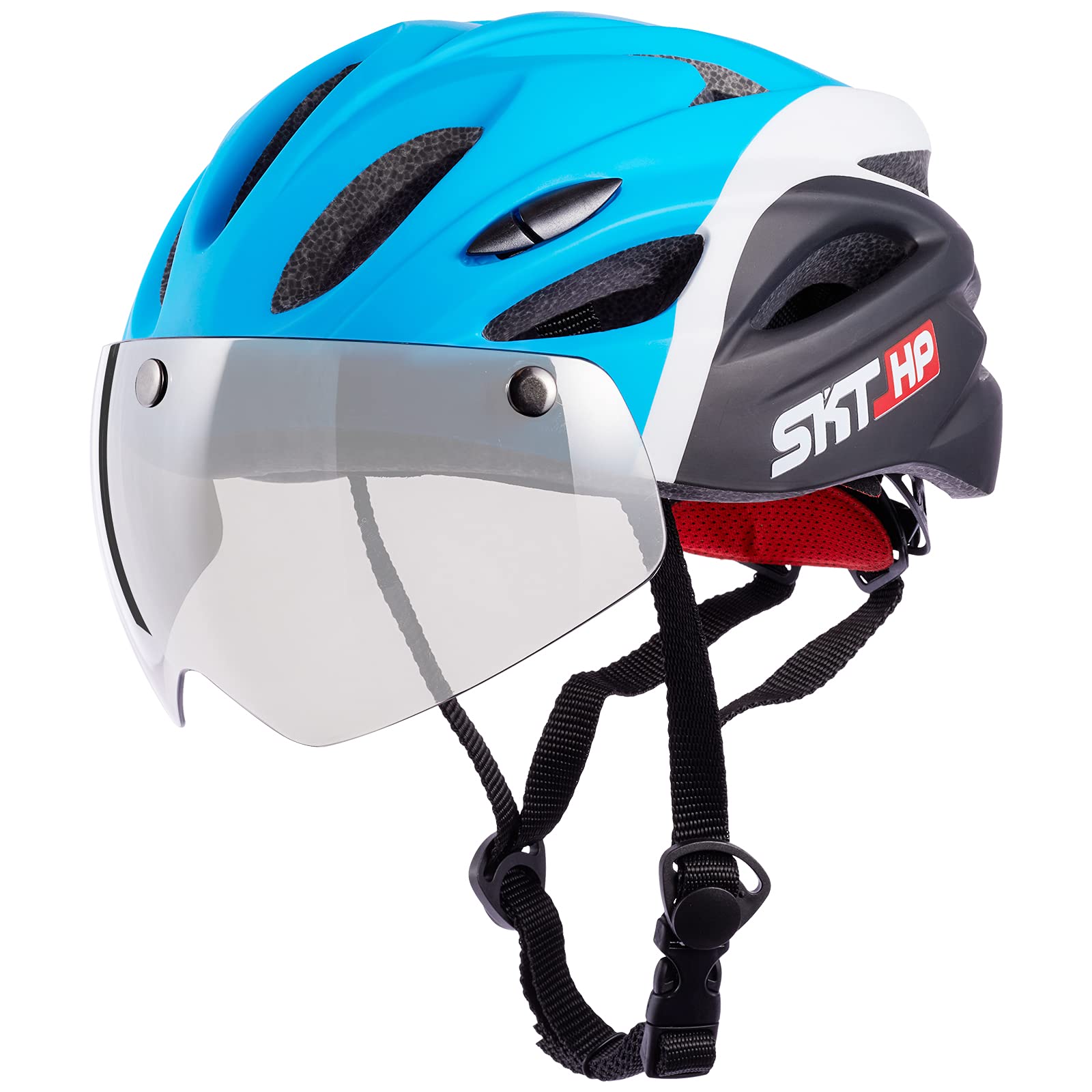 SKT HP Toddler Bike Helmet, Adjustable Helmet for Kids and Youth with Detachable Magnetic Goggles, Bicycle Cycling Skate Scooter Skateboard Helmet for Boys and Girls Blue