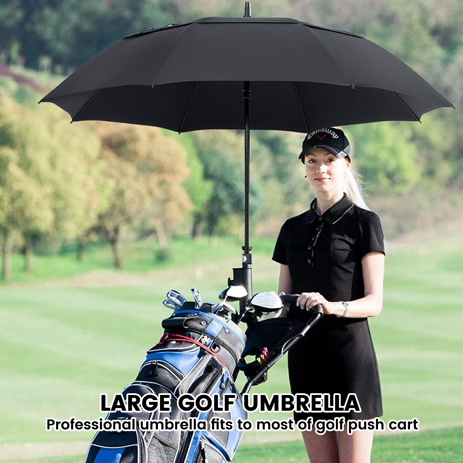 NINEMAX Golf Umbrella 62 Inch,Large Umbrellas Windproof Automatic Open,Oversized Double Canopy Vented Umbrella for Rain Large Size,Extra Large Umbrellas for Men and Women(Black)