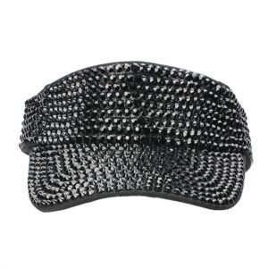 Gudessly Shiny Rhinestones Sport Sun Visor Adjustable Summer Cap Visor Caps for Women Men Black