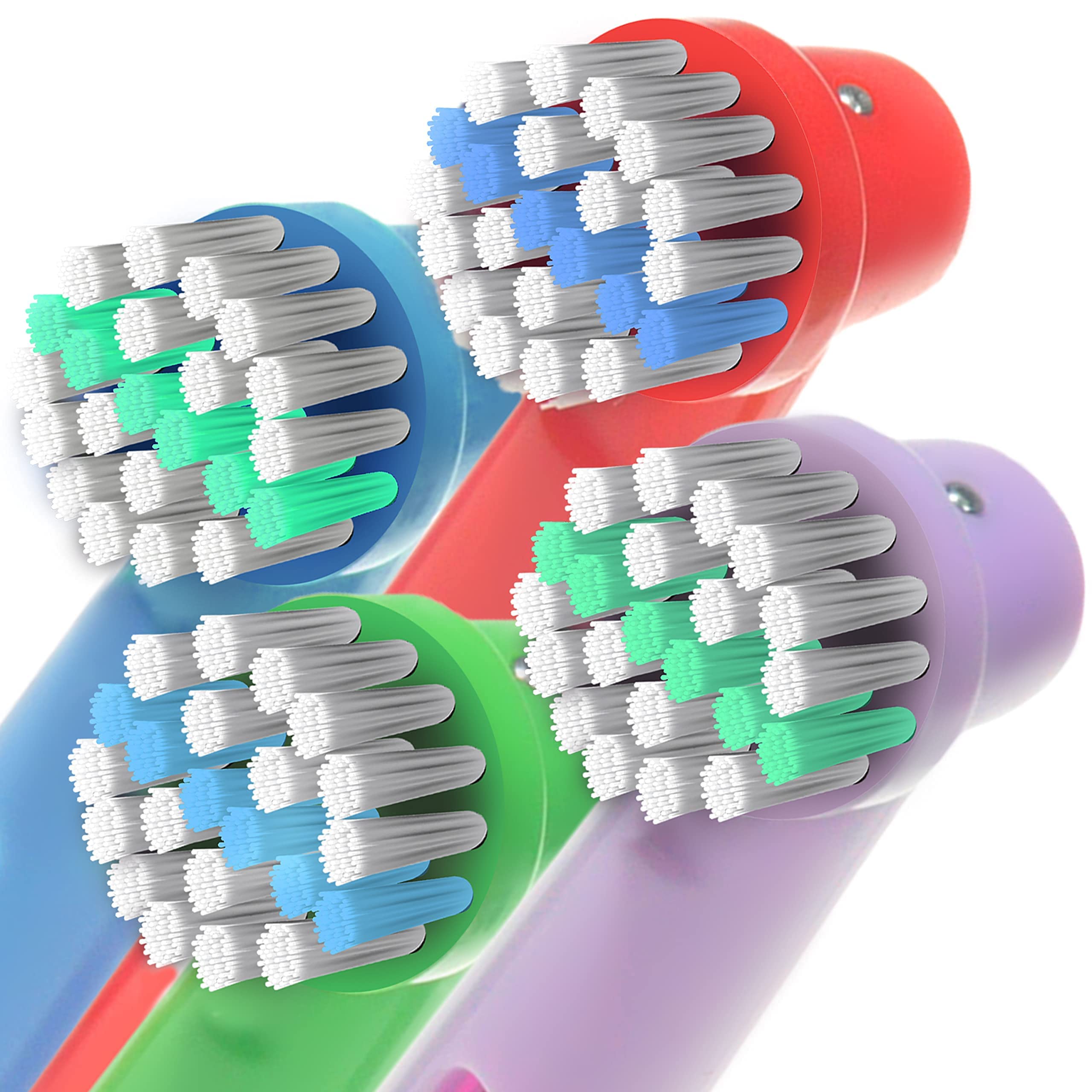 Replacement Toothbrush Heads for Oral B Braun Electric Toothbrush- 4 Pk of Kids Colorful Brush Heads Compatible with Oral-b- Soft Bristles, Small Heads, Fits Pro 1000, Action, Floss & More!