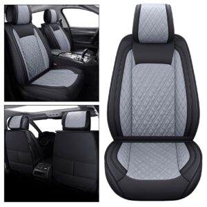 yiertai car seat covers compatible with toyota sienna corolla rav4 subaru baja mazda cx5 hyundai sonata accent kona accent veloster jeep wrangler cherokee waterproof leather(2 pcs front/black-grey)