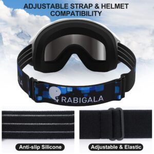 RABIGALA Ski Goggles Snow/Snowboard Goggles for Men Women Adult Youth Snowmobile Skiing Skating - 99.99% UV Protection Anti-fog