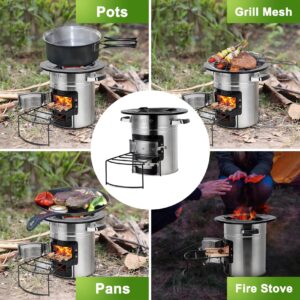 Onlyfire Rocket Stove Outdoor Portable Wood Burning Camp Stove, Large Stainless Steel Camping Stove for Outside Cooking Survival Campfire Patio Backyard Gathering 12.7 x 12.7 x 11.4 Inch