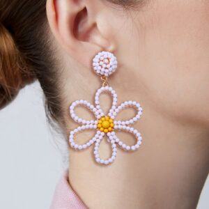 BVGA Women's flower Daisy Drop Earrings Handmade Beaded Sun Flower earrings for Parties