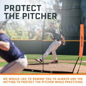 Aceletiqs Flexible L Screen Baseball Pitching Net 7x7ft Pitching Screen Protector with Metal Base, Fiberglass Poles, and Polyester Netting [Carry Bag Included]