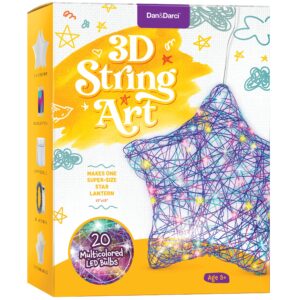 dan&darci 3d light up string art kit for kids - star lantern making kit w/ 20 leds - kids easter gifts - crafts set for girls and boys ages 8-12 kid - kits for age 8, 9, 10, 11, 12 year old girl gift