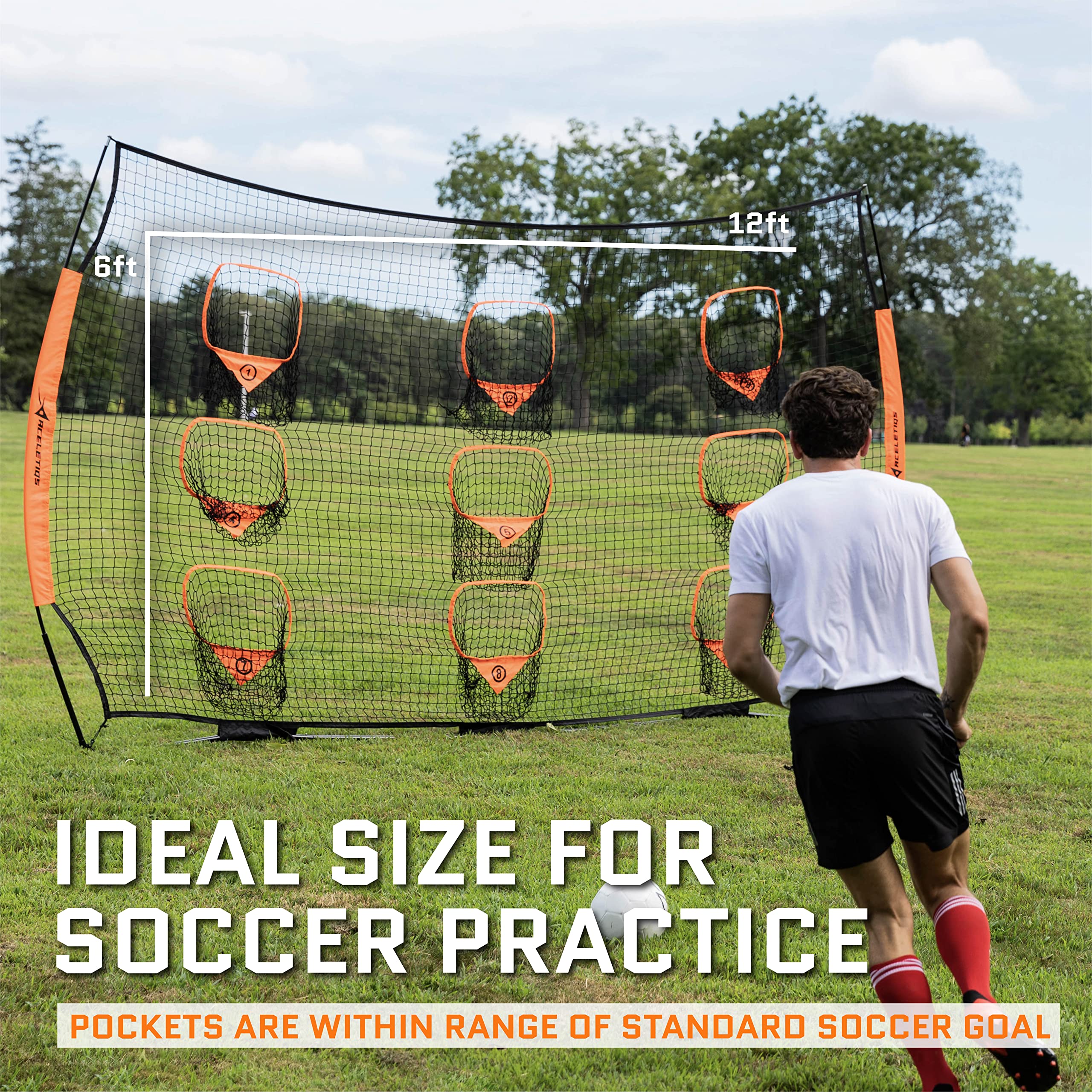 Football Throwing Net | Portable Football Gear | Quarterback Throwing Practice Net | Improve Passing Accuracy | 12ft x 8ft with 9 Pockets [Carry Bag Included]