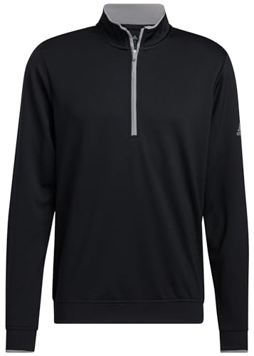 adidas Men's UPF Quarter Zip Pullover, Black, X-Large