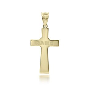 Certified 14k Yellow Gold Customized Irish Celtic Knot Cross Religious Pendant with Your Name