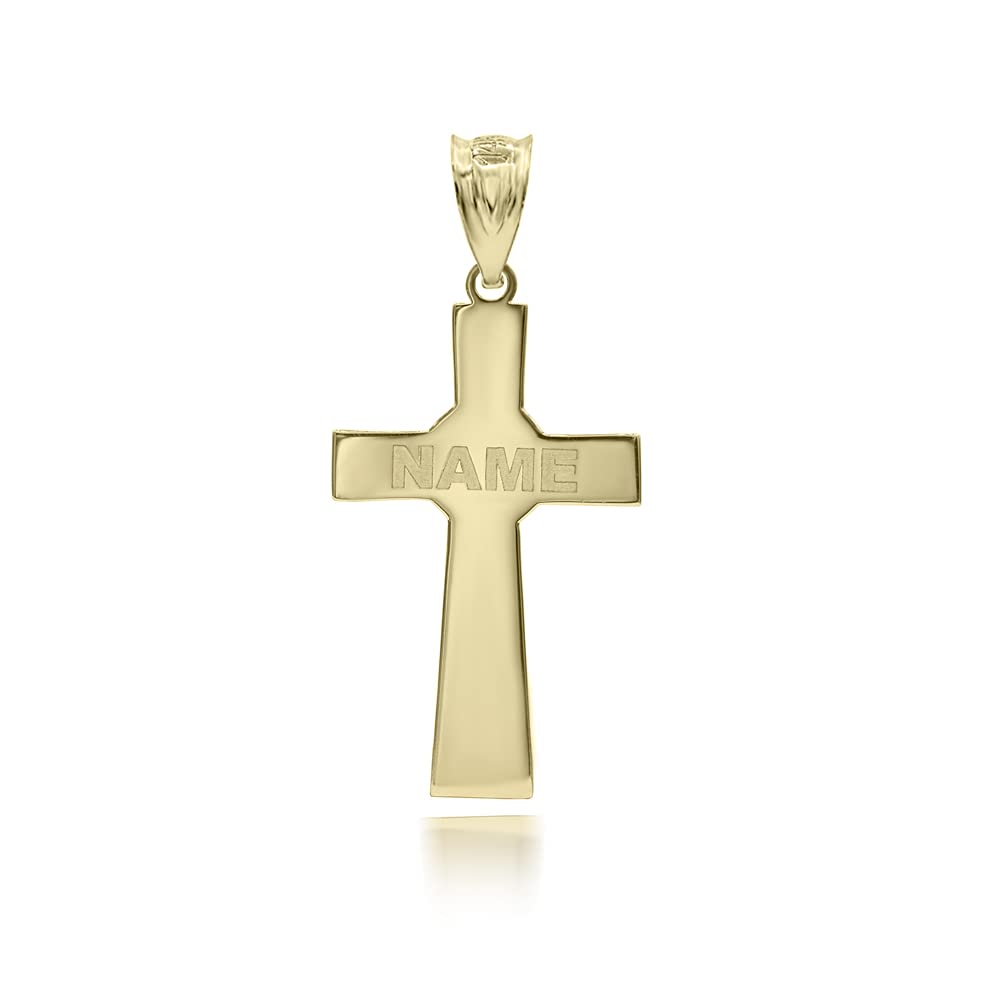 Certified 14k Yellow Gold Customized Irish Celtic Knot Cross Religious Pendant with Your Name