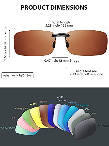 Weewooday 12 Pieces Polarized Clip on Sunglasses Rimless Clip on Sunglasses Rectangle Lightweight Polarized Eyeglasses for Myopia Eyeglasses Outdoor Night Driving Men Women