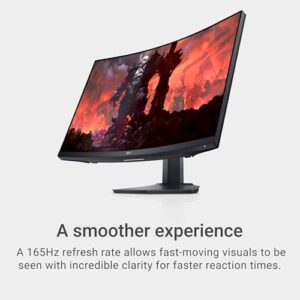 Dell S2722DGM Curved Gaming Monitor - 27-inch QHD (2560 x 1440) 1500R Curved Display, 165Hz Refresh Rate (DisplayPort), HDMI/DisplayPort Connectivity, Height/Tilt Adjustability - Black