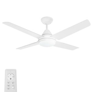 Newday 48-in Ceiling Fan with Lights and Remote, White Ceiling Fan with 4 Reversible Blades, Quit Motor, 3 Speed, Modern Adjustable Color Temperature for Indoor Outdoor