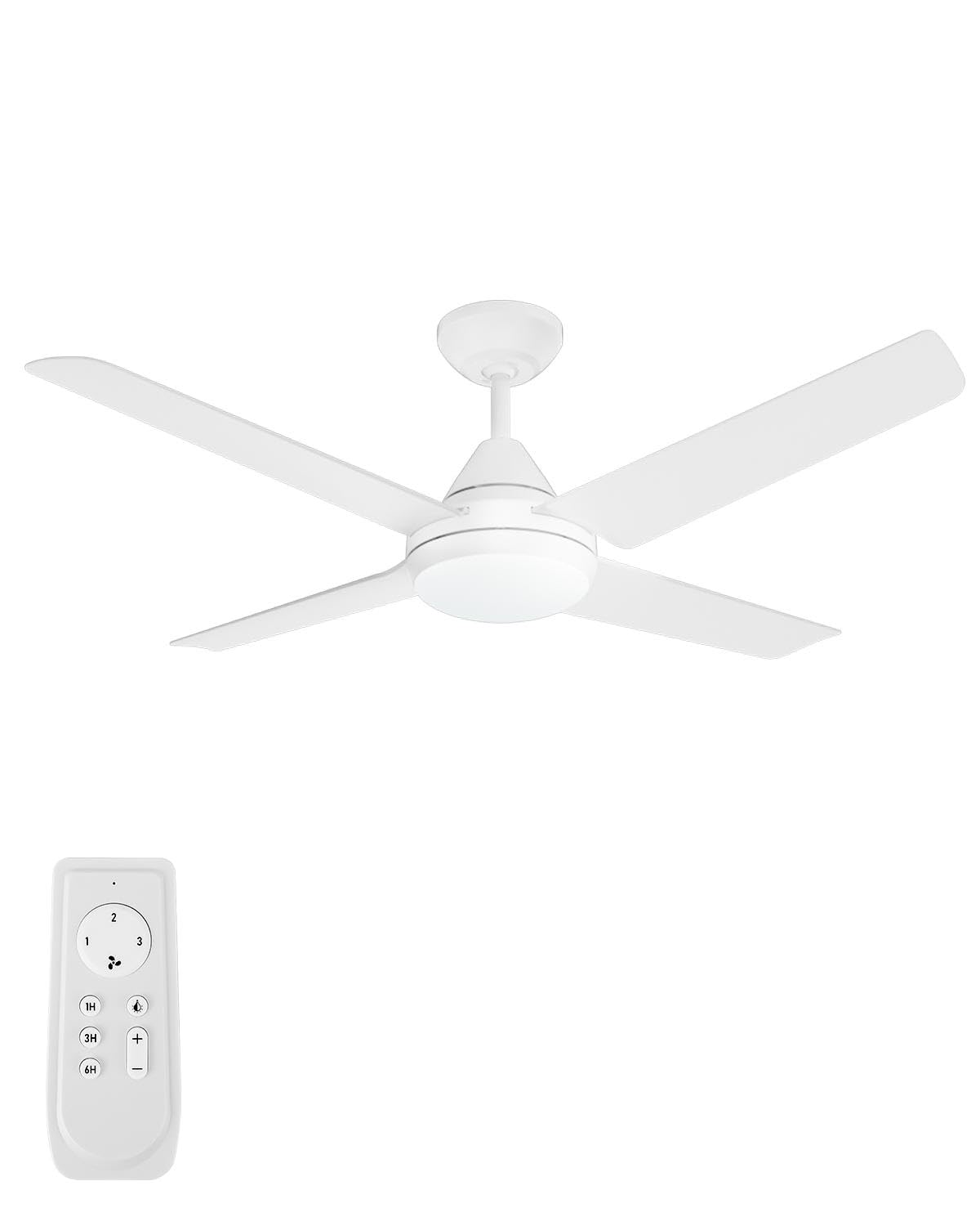 Newday 48-in Ceiling Fan with Lights and Remote, White Ceiling Fan with 4 Reversible Blades, Quit Motor, 3 Speed, Modern Adjustable Color Temperature for Indoor Outdoor