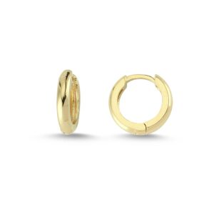 Jewelryist 14k Yellow Solid Gold Endless Huggie Hoop Sleeper Earrings for Women