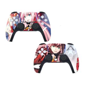 ebty-dreams inc. - set of 2 darling in the franxx zero two vinyl skin sticker decal protector for playstation 5 (ps5) controllers