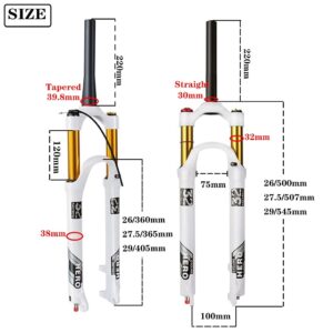 Jejy Suspension Fork 26/27.5/29 XC Mountain Bike Straight Tube/Tapered Tube Magnesium Alloy Front Forks Air MTB Bicycle Accessories (Color : Straight Remote Lockout, Size : 29)