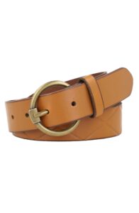 frye women's 32mm leather belt, tan emboss, large