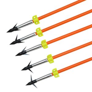 AMEYXGS Archery Bow Fishing Arrow and Bowfishing Reel Seat Kit Fiberglass Bowfishing Arrow Spinning Aluminum Alloy Reel Seat Mount for Hunting Accessory (Orange, 6 pcs Arrow + 1 Reel)