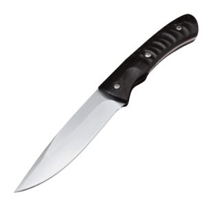 huaao 8.1in fixed blade hunting knife, full tang knife with black ebony handle for hunting camping outdoor survival