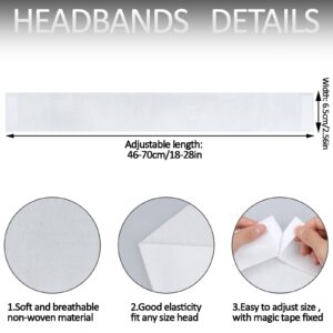 PINKXHY 128 Pieces Disposable Spa Facial Headbands Stretch Non-Woven Facial Headband Soft Skin Care Hair Band with Convenient Closure for Women Girls Salons Esthetician Supplies, White Large