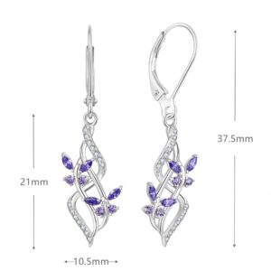 JO WISDOM Women Infinity Butterfly Earrings,925 Sterling Silver Dangle & Drop Earrings with 5A Cubic Zirconia June Birthstone Amethyst Color