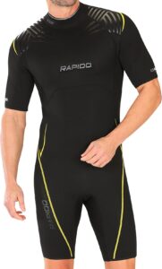 rapido boutique collection men's equator superior flex stretch neoprene wetsuit shorty scuba snorkeling surf suit