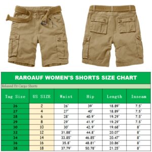 Raroauf Women's Hiking Cargo Shorts Size 27 Golf Active Shorts Outdoor Summer Shorts with Multi-Pocket Khaki