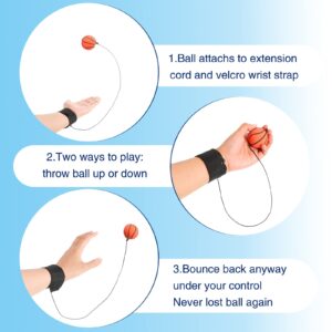 Skylety 6 Pieces 1.85 Inch Wrist Return Ball Sports Wrist Ball Includes Basketball, Baseball and Football on a String Rubber Rebound Ball Wristband Toy for Children Kids Party Favor, Exercise or Play