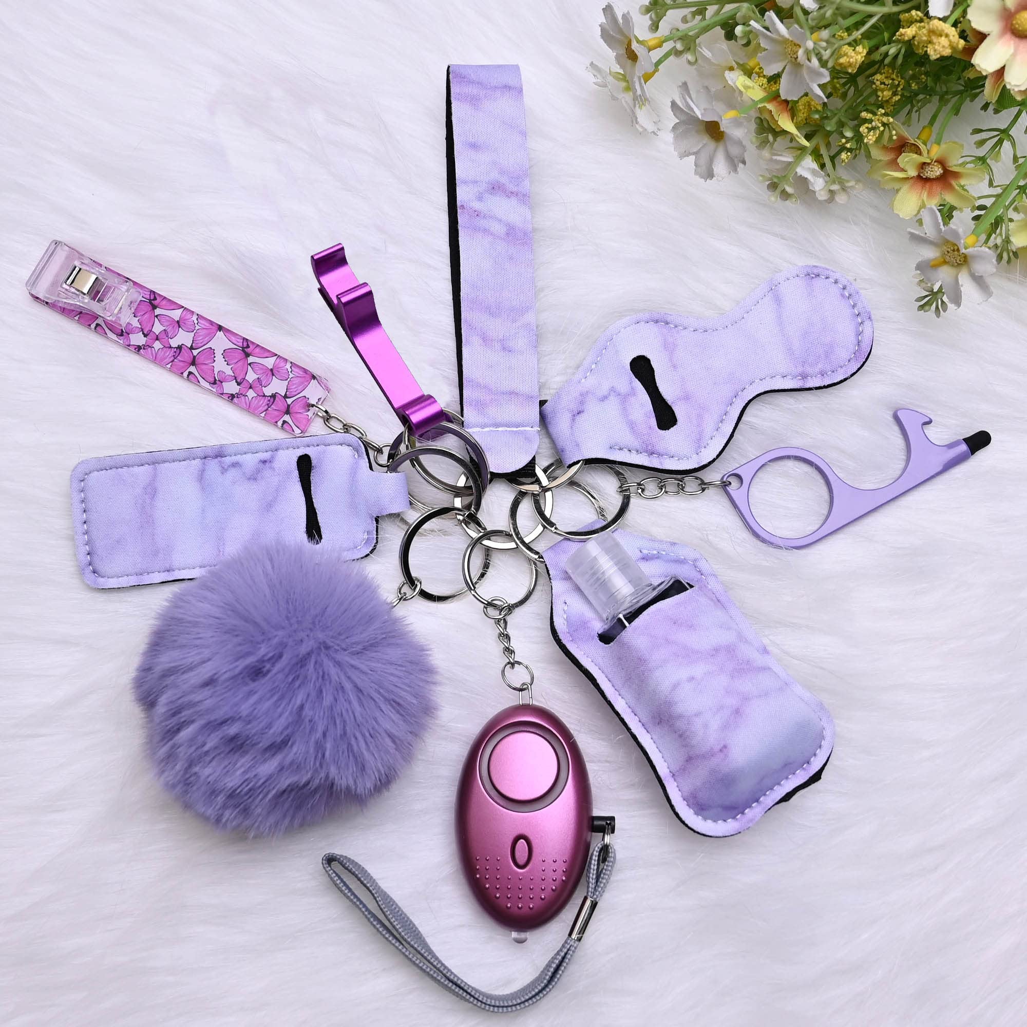 Auxu Keychain Set for Women and Girls 11 Pcs Cute Keychains For Women Including Pom Pom, Credit Card Puller