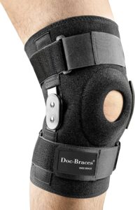 docbraces hinged knee brace for knee pain, adjustable compression knee support brace for men & women, open patella knee wrap for swollen,meniscus tear,acl,pcl,joint pain relief,injury recovery