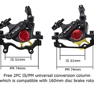 BUCKLOS Zoom HB-100 MTB Line Pulling Hydraulic Disc Brake Calipers Front + Rear, Aluminum Alloy Mountain Bike Hydraulic Disc Brakes with is/PM Universal Caliper Adapter for XC Trail, Fat Bike…