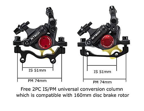 BUCKLOS Zoom HB-100 MTB Line Pulling Hydraulic Disc Brake Calipers Front + Rear, Aluminum Alloy Mountain Bike Hydraulic Disc Brakes with is/PM Universal Caliper Adapter for XC Trail, Fat Bike…