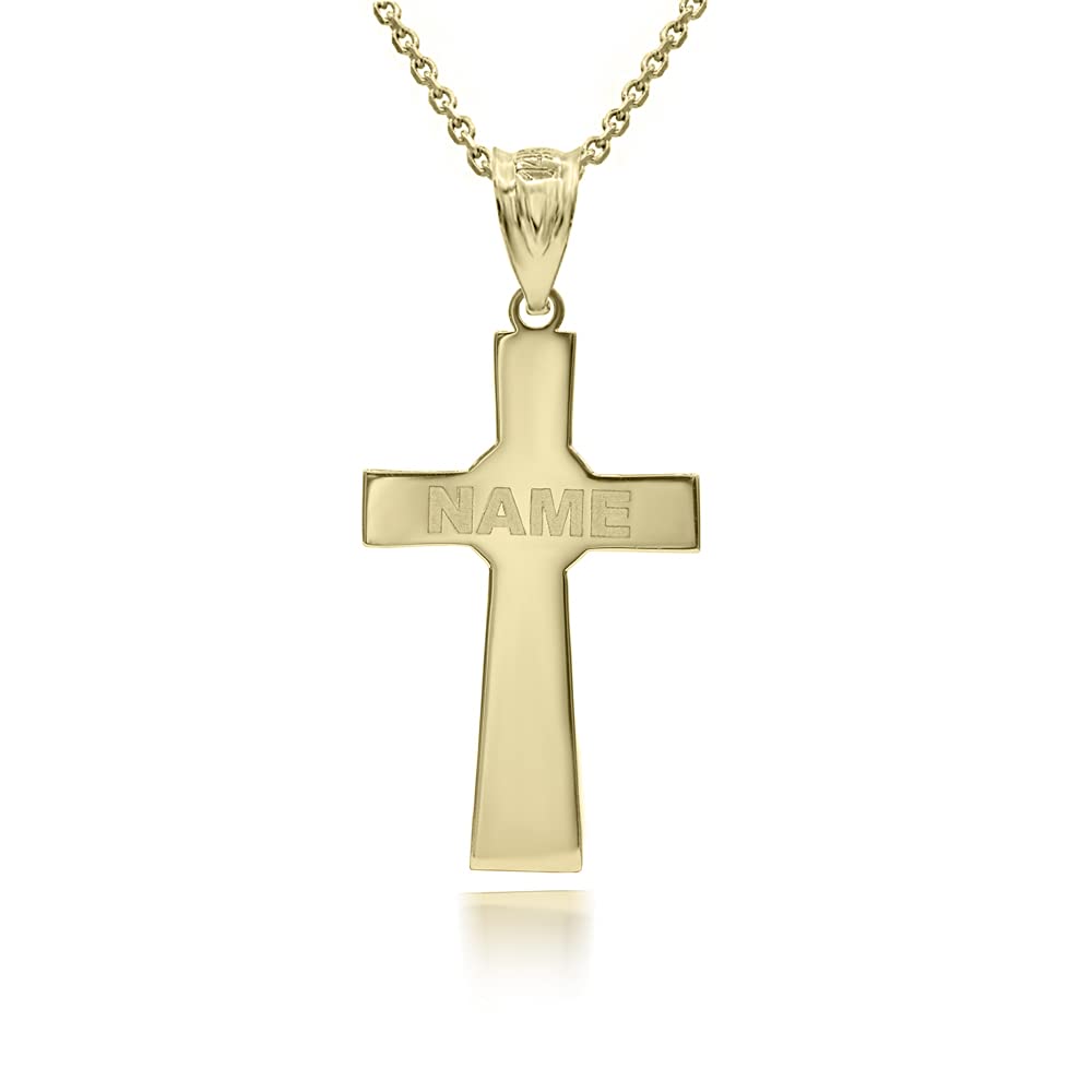 Certified 10k Yellow Gold Customized Irish Celtic Knot Cross Religious Pendant Necklace with Your Name (20")