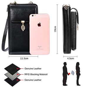 HUANLANG Small Crossbody Phone Bags for Women Leather Cell Phone Purse Wallet RFID Blocking Ladies Shoulder Bag Credit Card Slots Lightweight Crossbody Bag