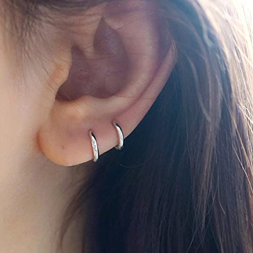 14K Gold Small Huggie Hoop Earrings for Women 925 Sterling Silver Hypoallergenic Cartilage Huggie Hoops Earrings for Men（3 Pairs）