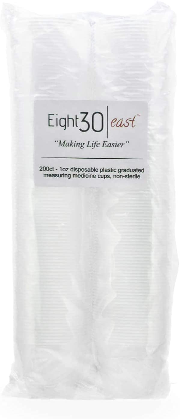 Eight30east - 200ct, 1oz, Flexible Graduated Measuring Medicine Cups, Non-Sterile, Semi-Clear, Easy Read