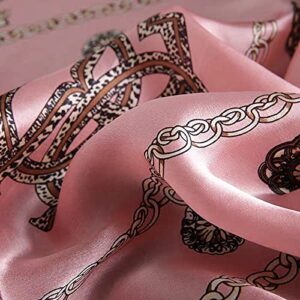 ANDANTINO 100% Pure Mulberry Silk Scarf 43" Large Square Lightweight Headscarf& Shawl–Women Hair Wraps-With Gift Packed (Leopard Print-Pink)