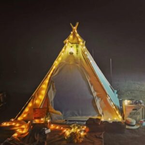 Three-Season Cotton Canvas Adult Camping Indian Tipi Pyramid Tent for 2 Person