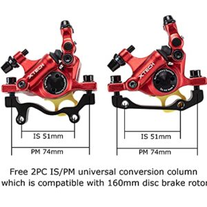 BUCKLOS Zoom HB-100 MTB Line Pulling Hydraulic Disc Brake Calipers Front + Rear, Aluminum Alloy Mountain Bike Hydraulic Disc Brakes with is/PM Universal Caliper Adapter for XC Trail, Fat Bike…