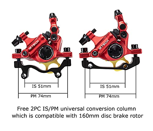 BUCKLOS Zoom HB-100 MTB Line Pulling Hydraulic Disc Brake Calipers Front + Rear, Aluminum Alloy Mountain Bike Hydraulic Disc Brakes with is/PM Universal Caliper Adapter for XC Trail, Fat Bike…